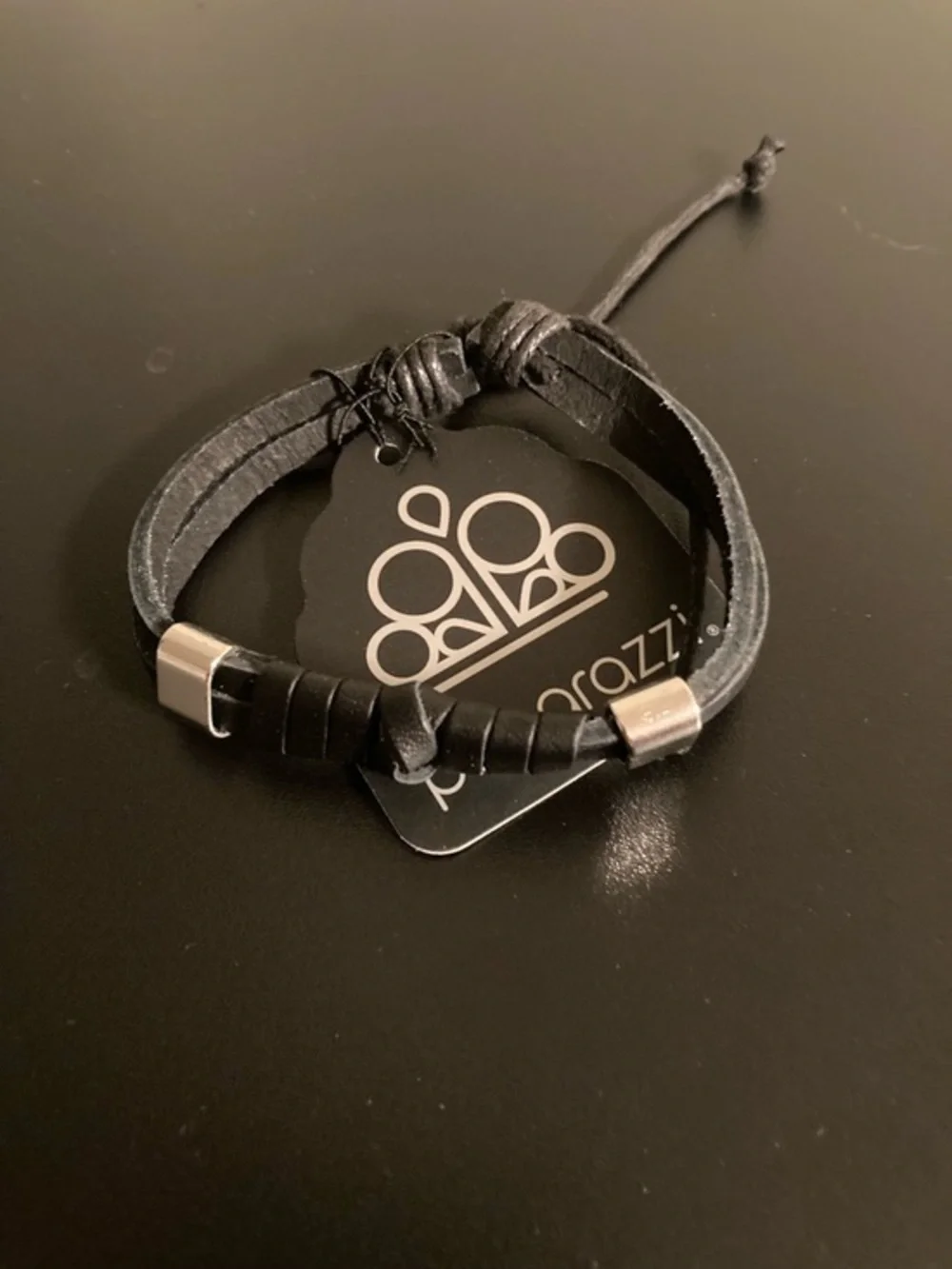 paparazzi Black Leather Multi-Strand Bracelet with Silver Accents